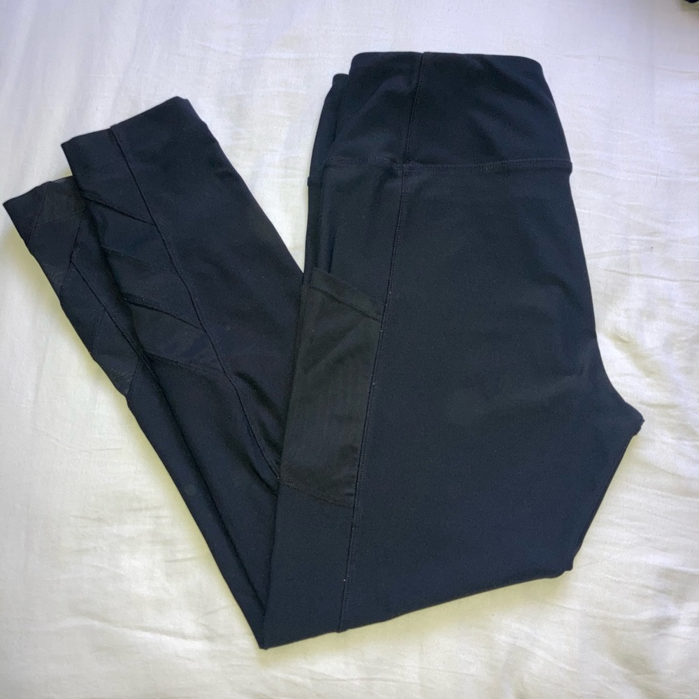 Black Athletic Leggings with Mesh Cut-outs